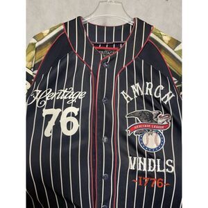 Heritage League America Jersey Men L Black AMRGH VNDLS Baseball WARRIORS VTG Y2K